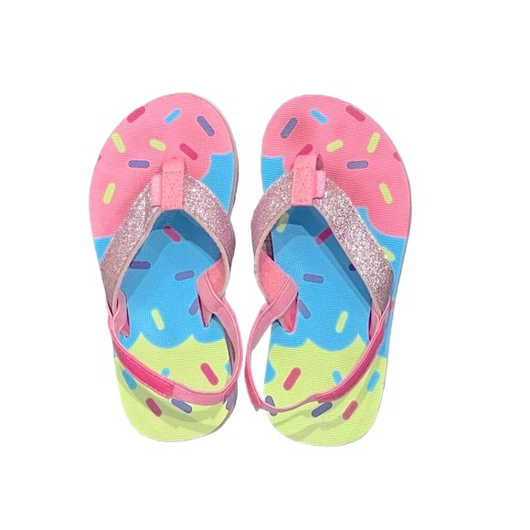Kids' Flip Flops | Elastic Back Straps | Ice Cream Design - Picture 3 of 9